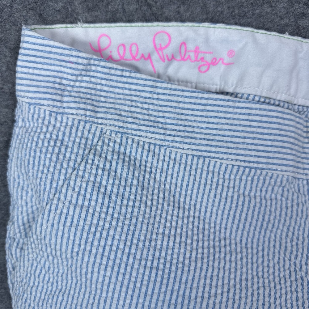 Lilly Pulitzer Shorts Womens Size 00 Blue Buttercup Scalloped Seersucker Striped - Picture 3 of 12